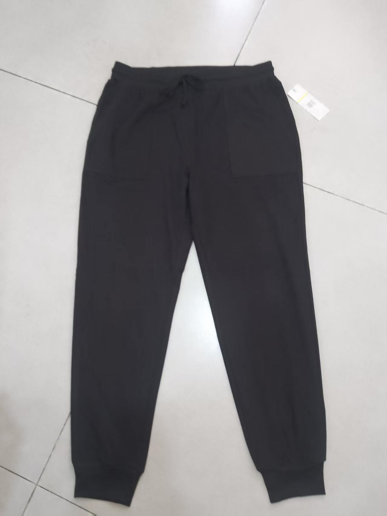 Ladies black stretch cargo jogger trousers TF8974 flat lay front view