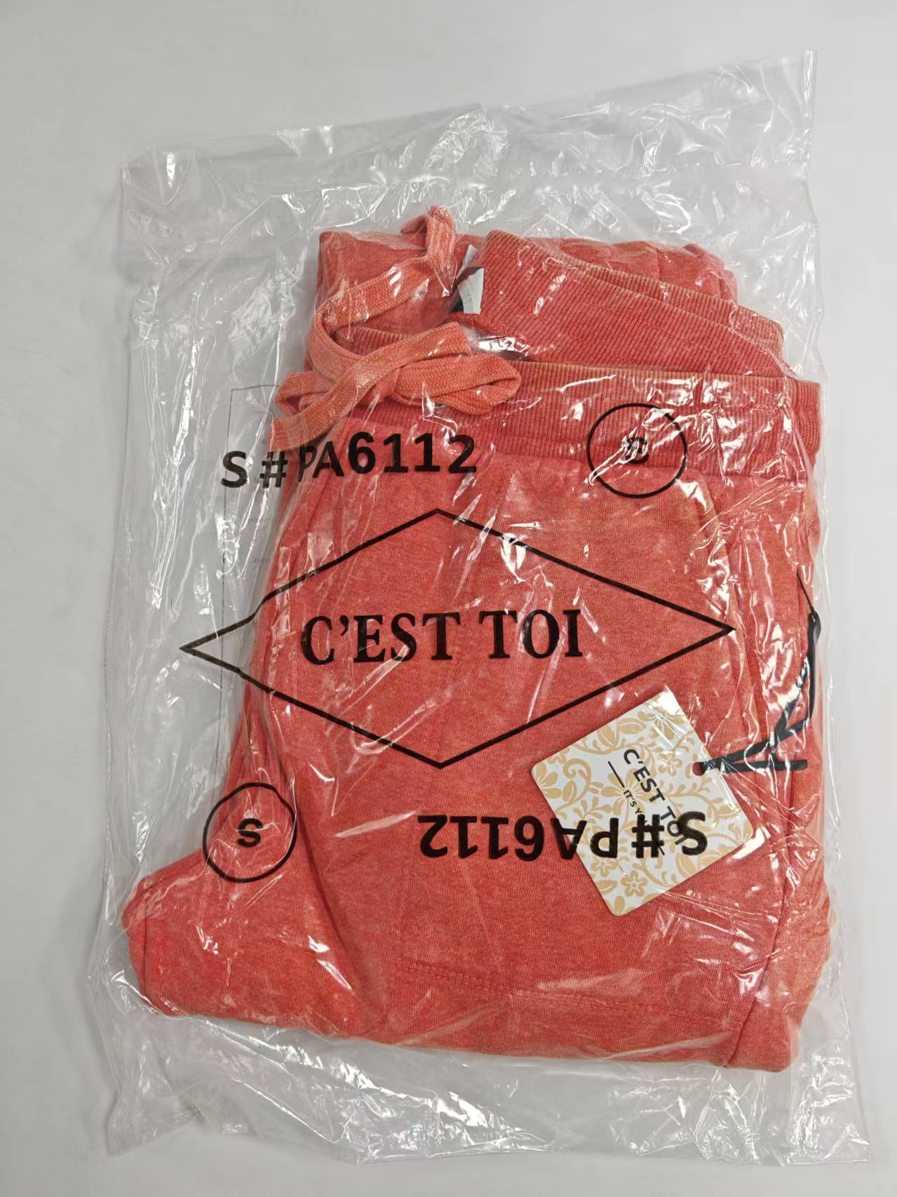 Packaged ladies orange cargo jogger pants TF8864