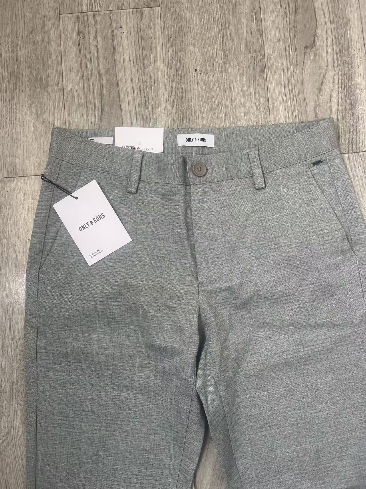 Men's grey woven pants TF8693 flat lay front view with tag