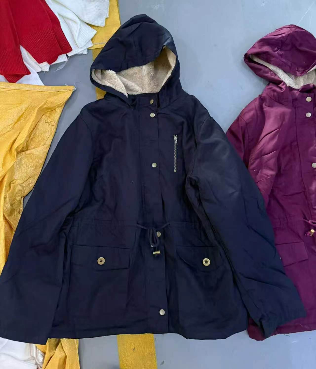 Ladies multi-color 100% cotton hooded parka TF8892 group shot