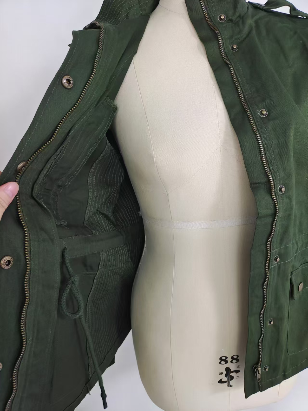 Ladies 100% cotton utility jacket TF8871 inner and pocket detail