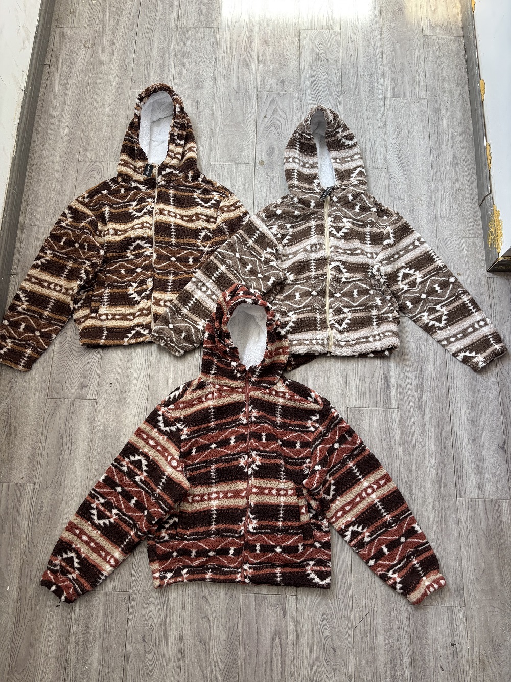 Wholesale ladies tribal pattern fleece jacket TF8818 multi-color group shot