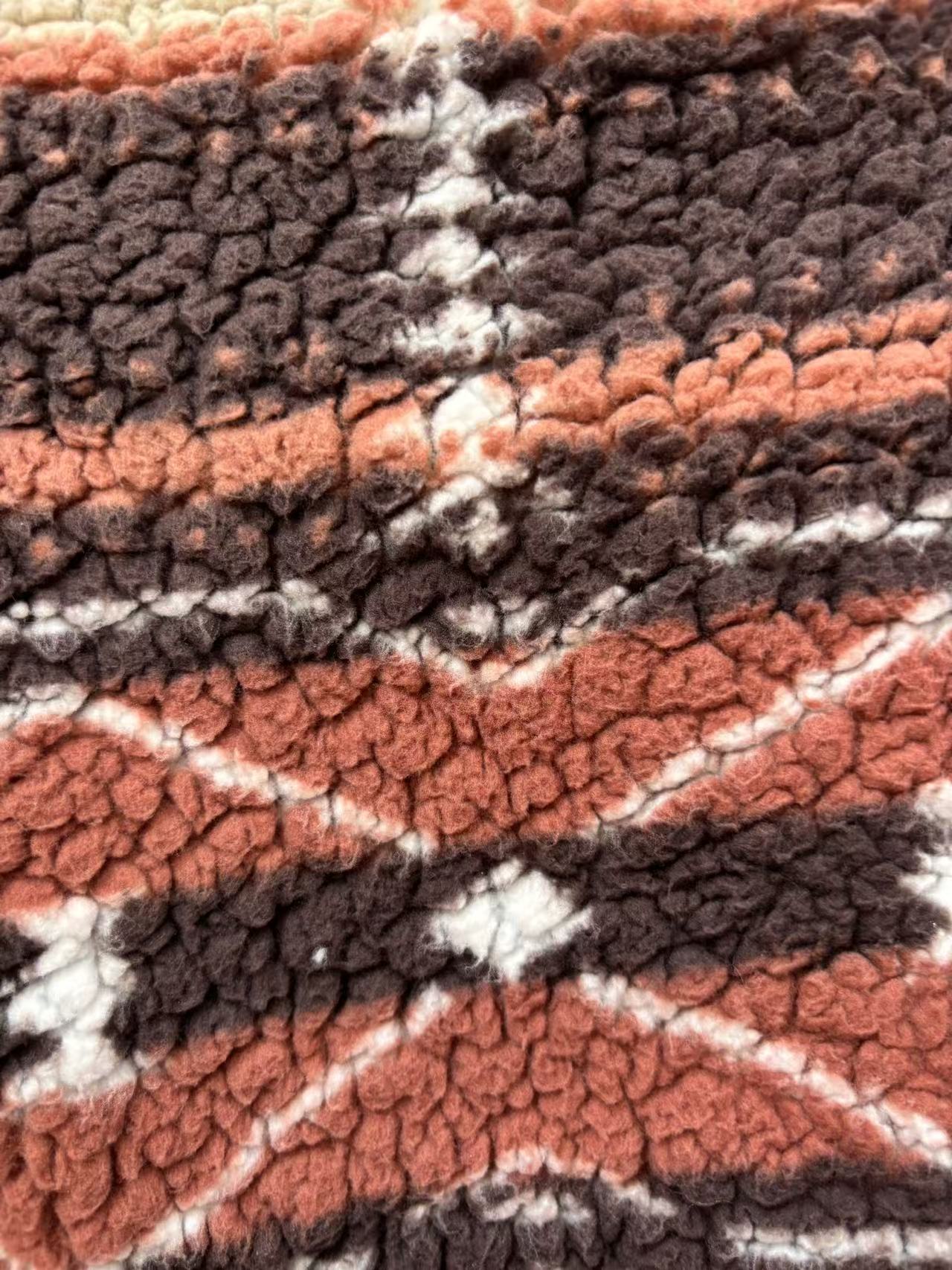 Fabric texture closeup ladies tribal fleece jacket TF8818