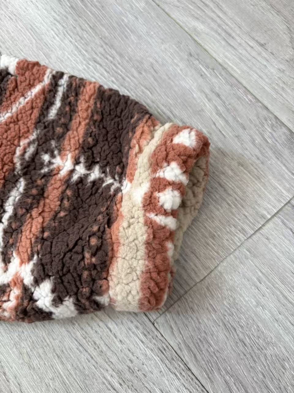 Ladies aztec print fleece outerwear TF8818 flat lay partial view