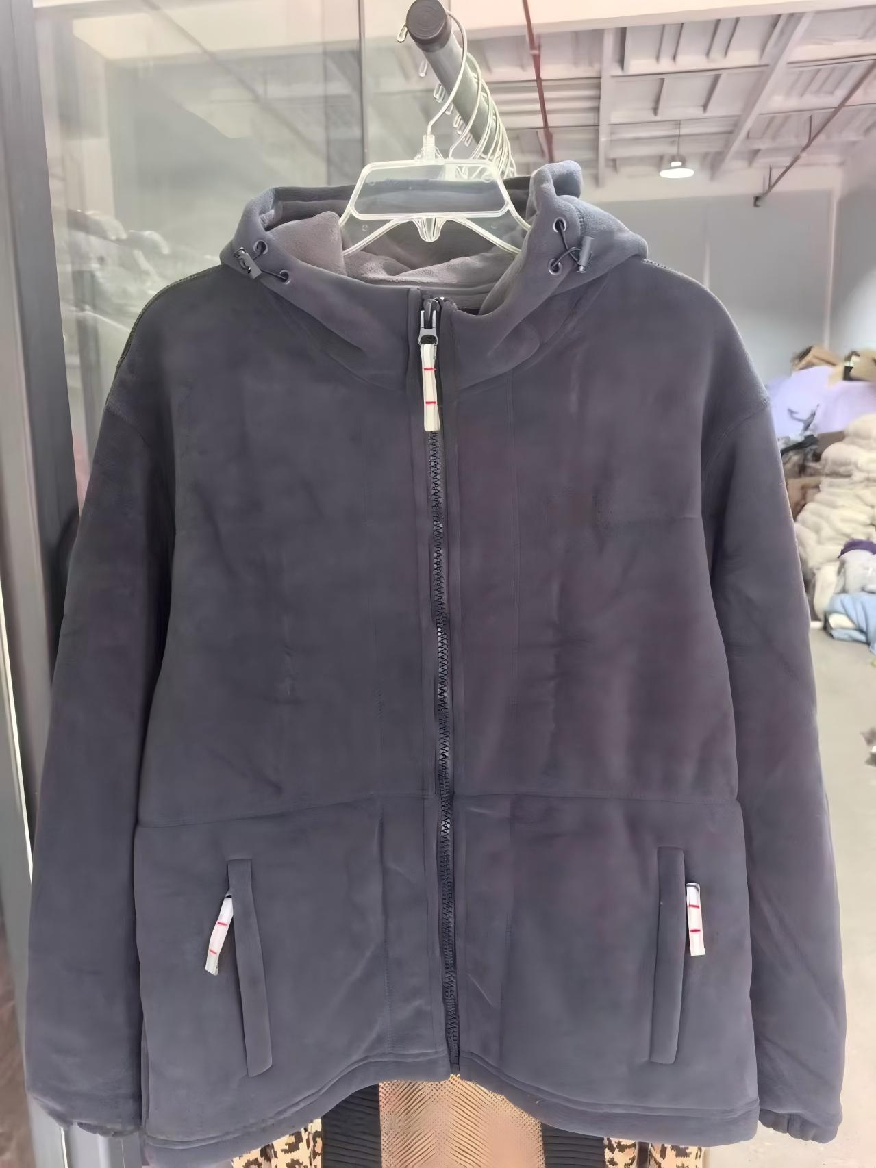 Wholesale men's dark hooded jacket TF8755 hanging front view