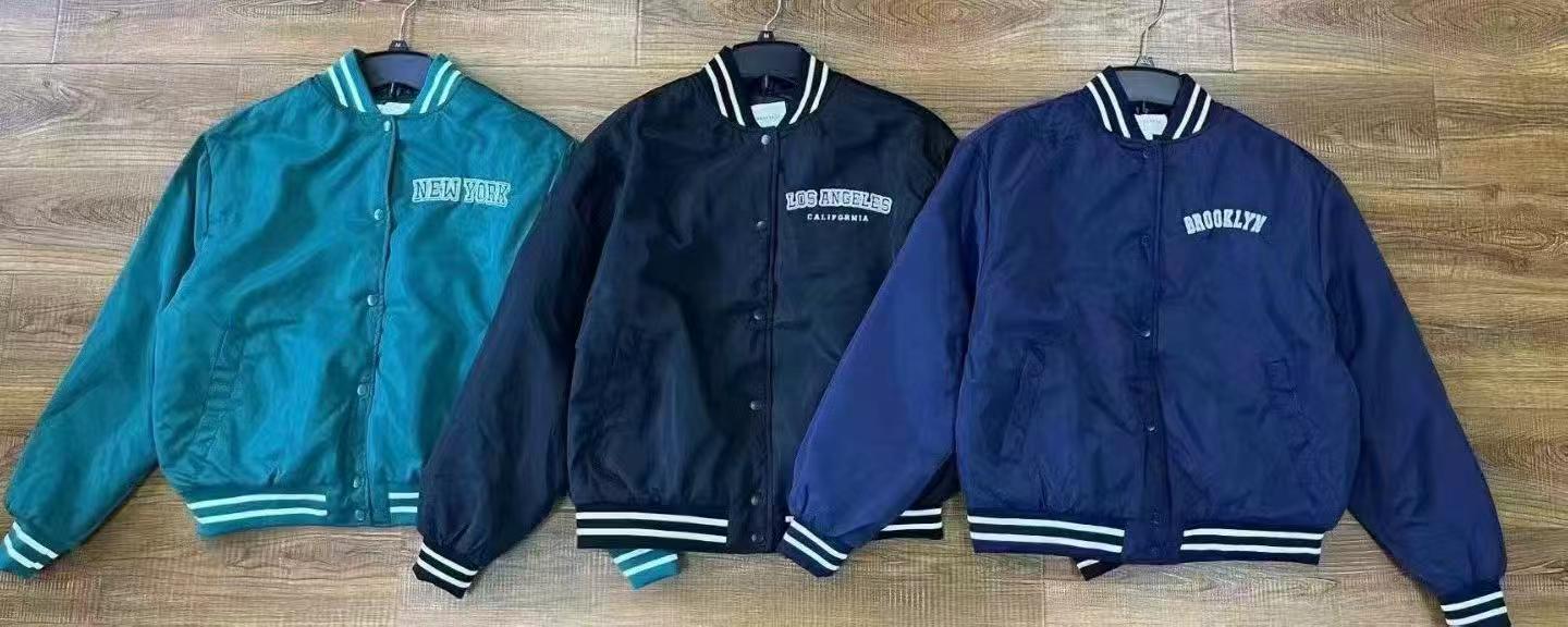 Navy blue and black men's polyester baseball jackets bulk wholesale TF8665