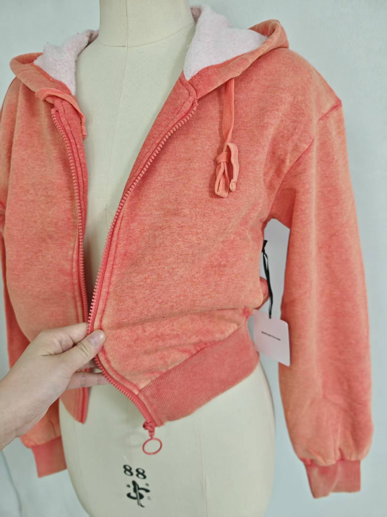 Front and back view of pink fleece hoodie style TF8850 bulk wholesale