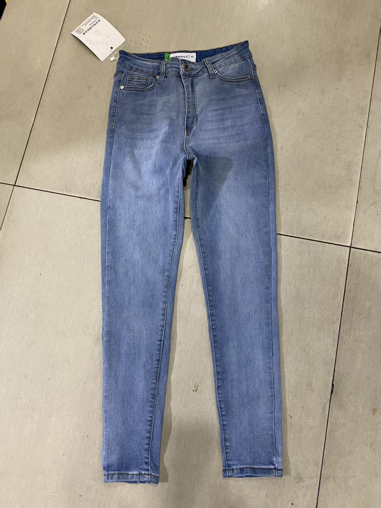 Ladies light blue wash stretch denim jeans style TF8929 wholesale ready stock