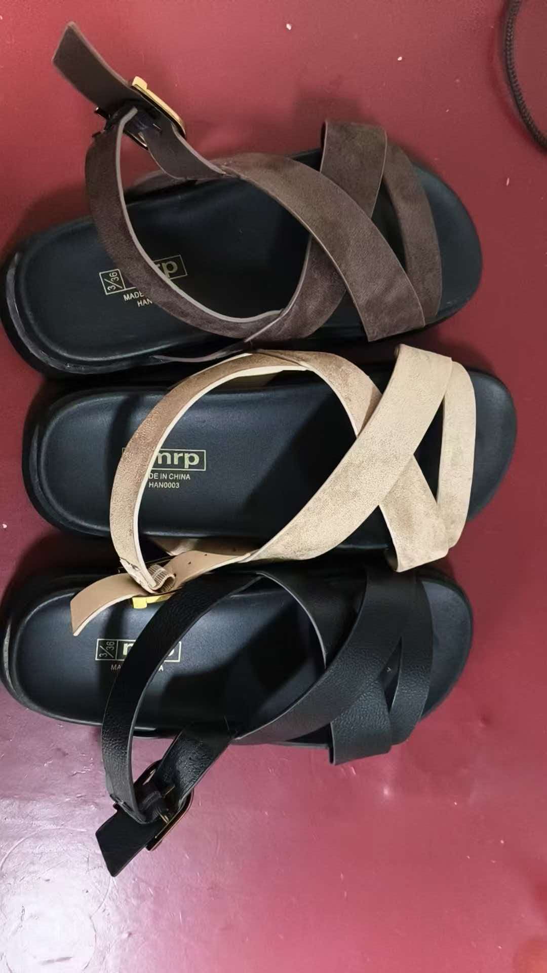 Pair of ladies black buckle strap sandals style TF8838 bulk wholesale