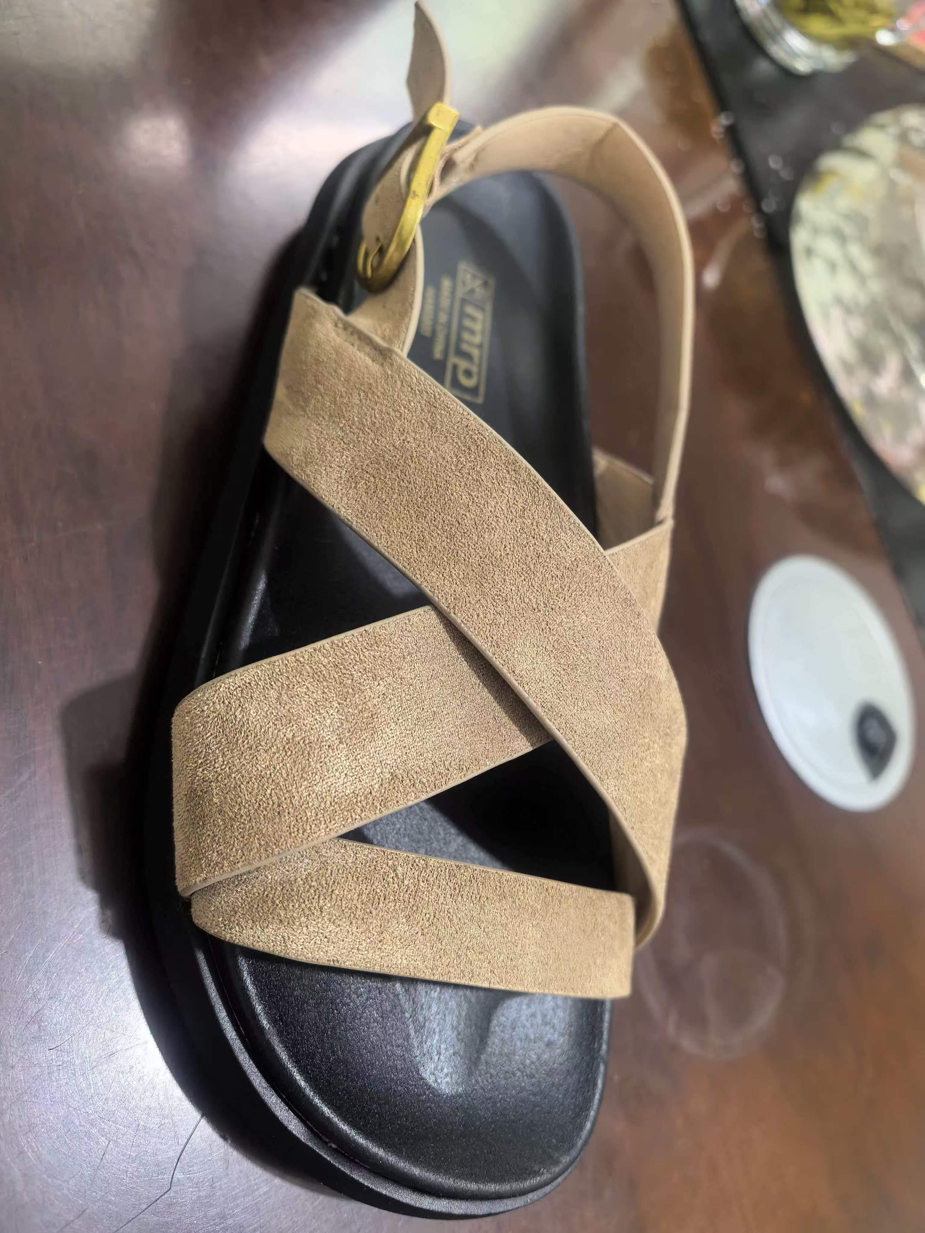 Top view of ladies sand color casual sandals style TF8838