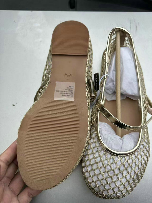 Side profile of ladies gold ballet flat shoes style TF8736