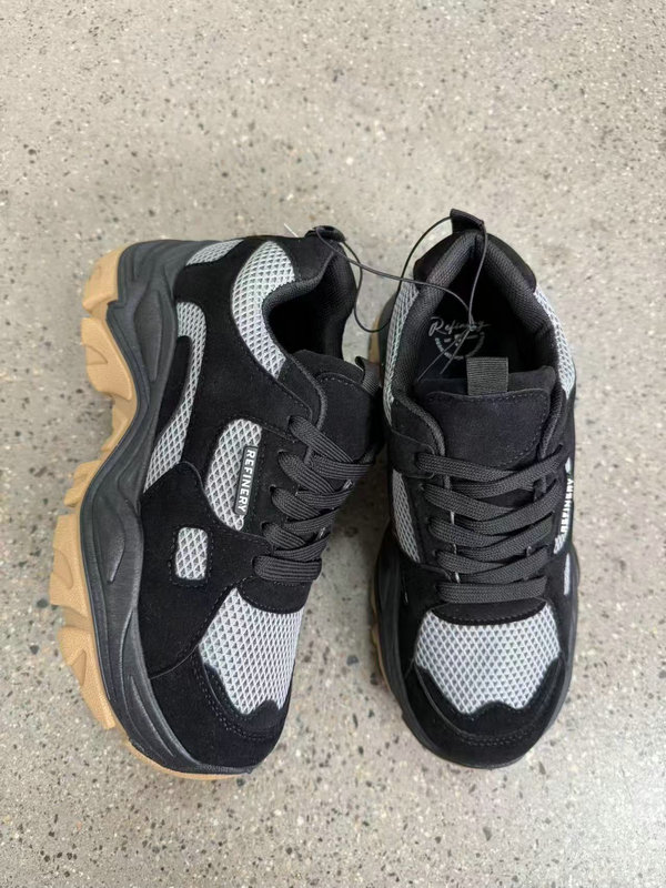 Side view of ladies black platform sneakers TF8705
