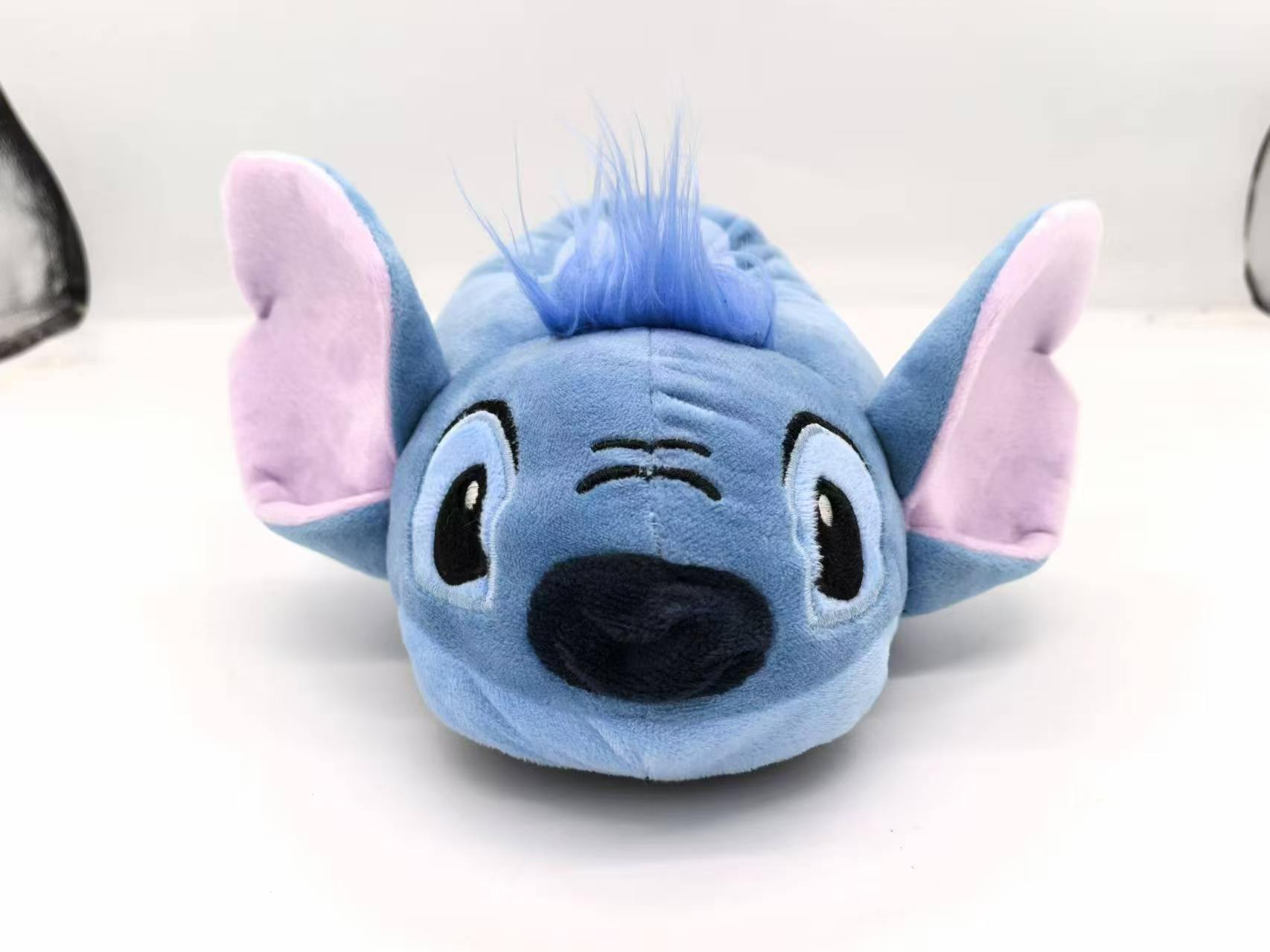 Wholesale ladies blue plush animal design indoor slippers TF8621 front view