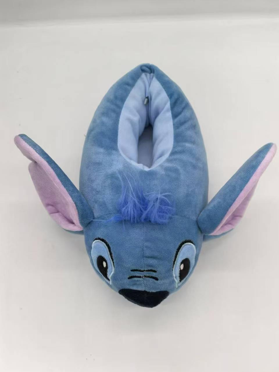 Blue plush animal shaped house slippers TF8621 top view