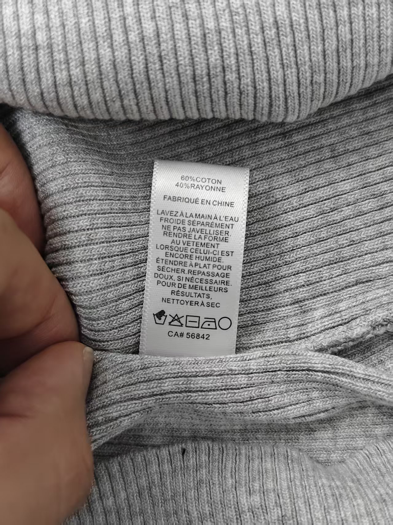 Care tag detail wholesale ladies grey knit polo TF9030