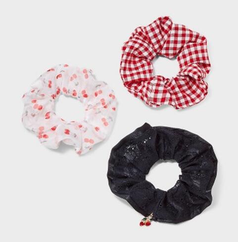 Girl's 3pk gingham and cherry hair twisters style TF6682 wholesale ready stock