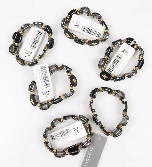 Pair of ladies black charm bracelets style TR6301 bulk wholesale