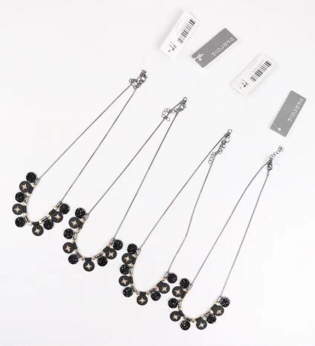 Pair of ladies black pendant necklaces style TR6305 bulk wholesale