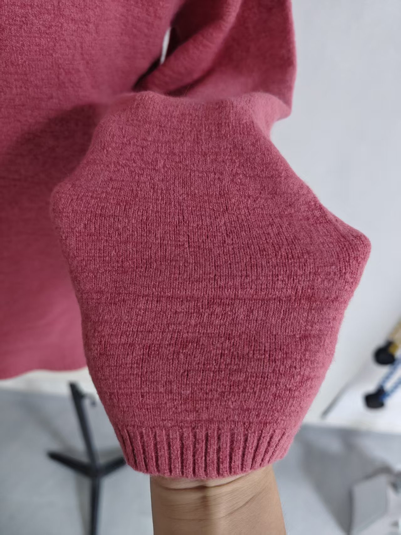 Close-up detail of wide high-rise waistband