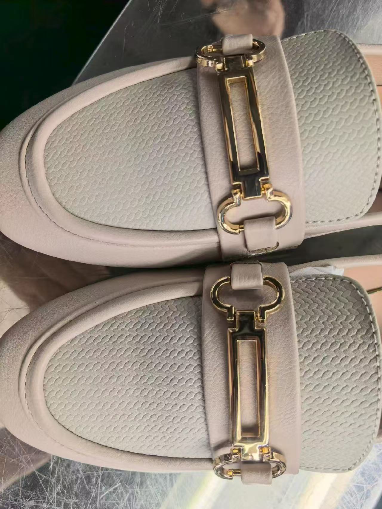 Front view of off-white women's casual dress shoes TF9560