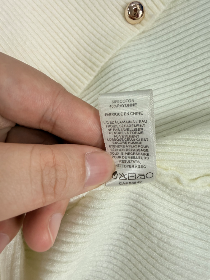 Care label showing 60% cotton 40% rayon fabric composition