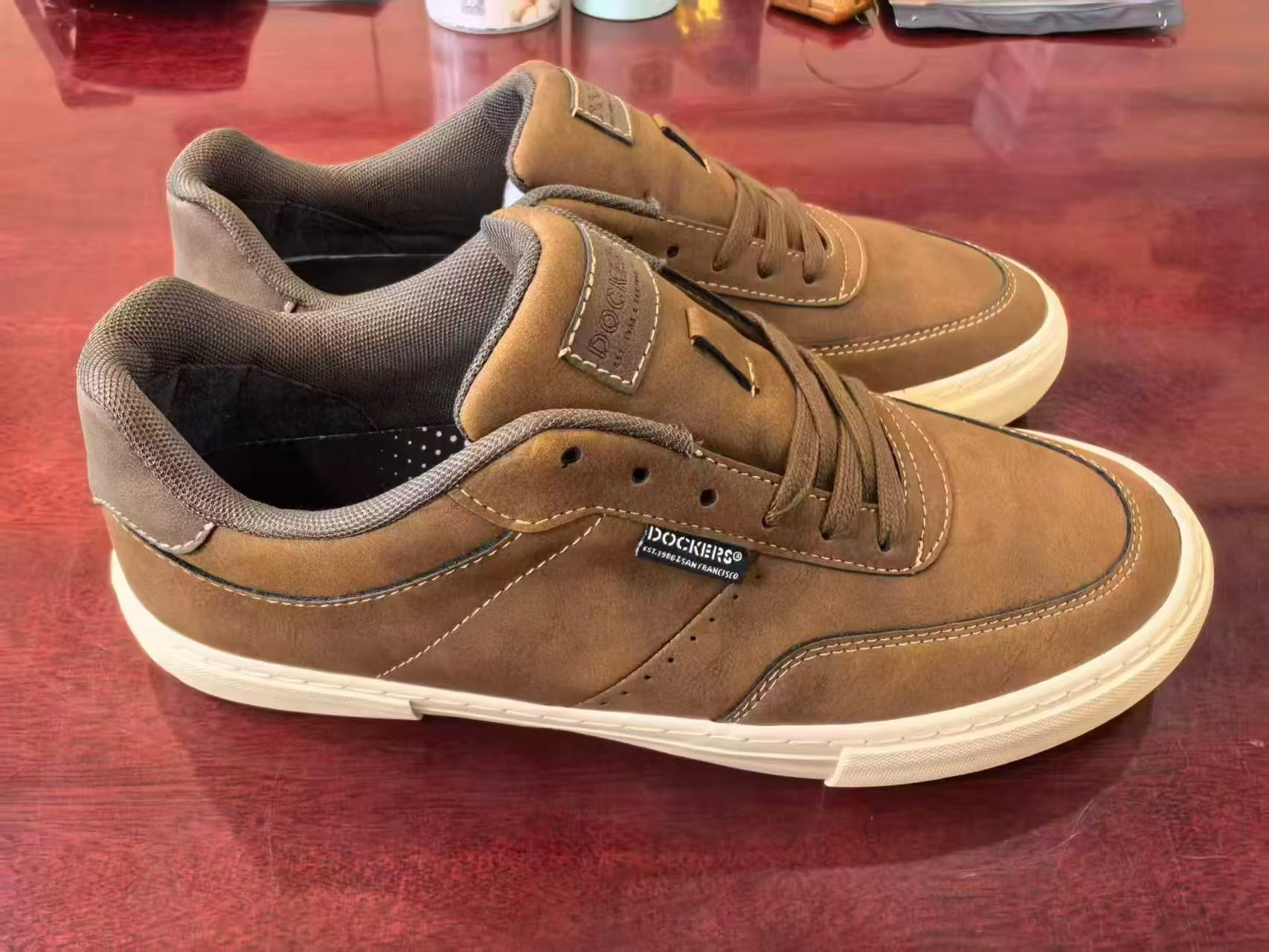 Pair of men's brown casual walking shoes TF9516