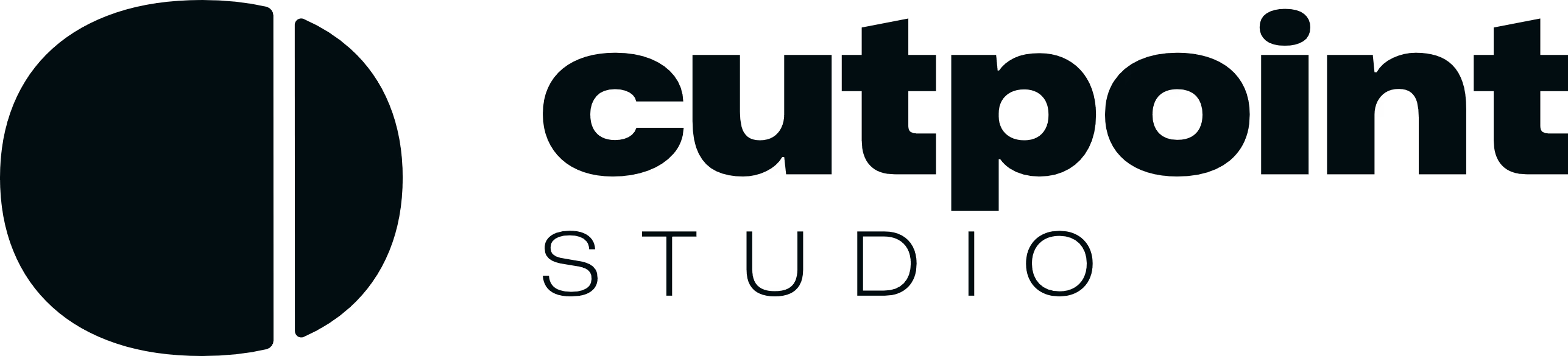 Cutpoint Studio logo consisting of a stylized circle and the text 'cutpoint studio' in black.