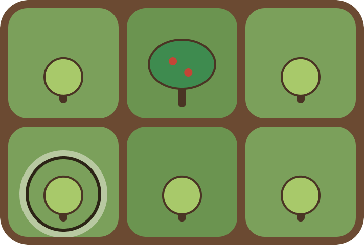 Tutorial screen: tapping a tree grows it to the next stage