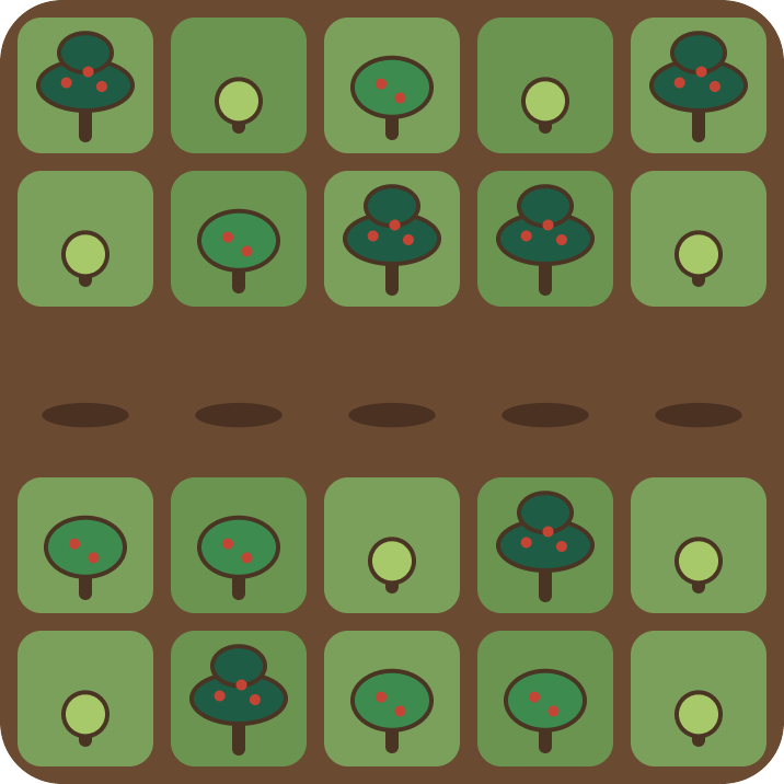 A full 5x5 orchard in the Heirloom look
