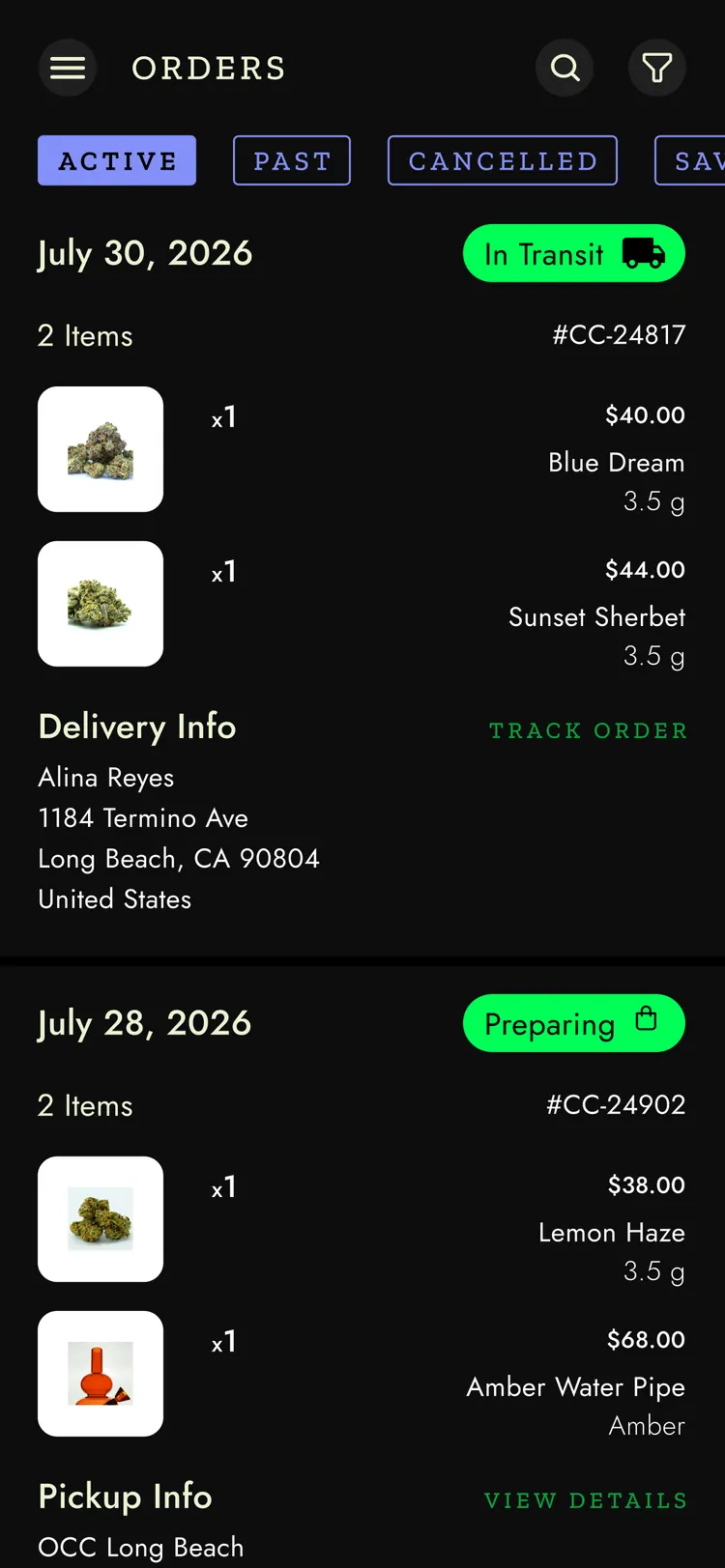 Official Cali Connect app — order tracking for one delivery and one counter pickup