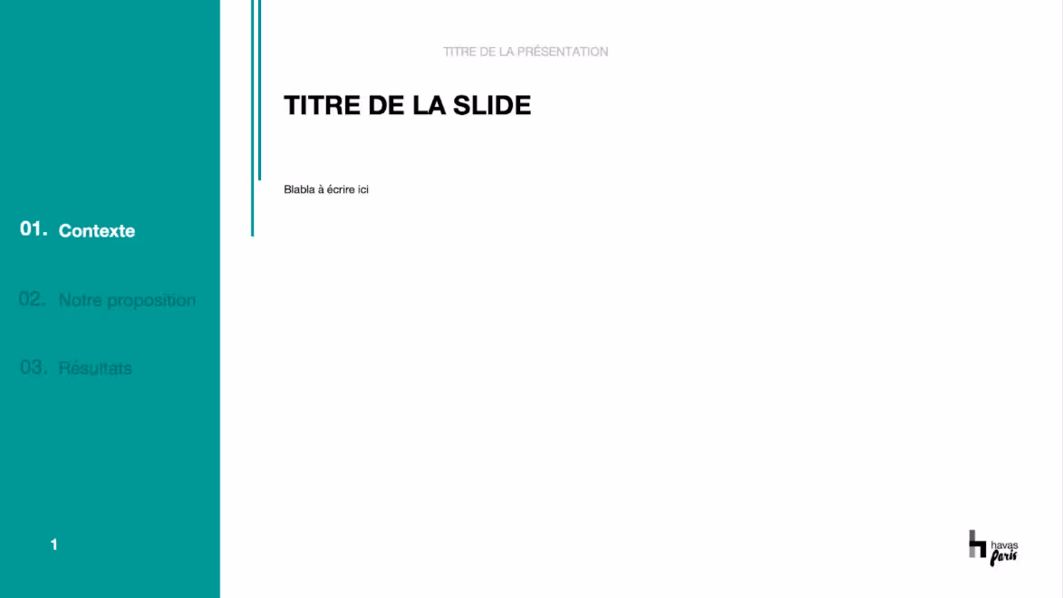 Structure de présentation pour Havas par M PREZ