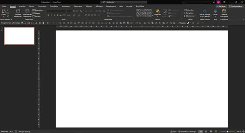 page PowerPoint thème sombre