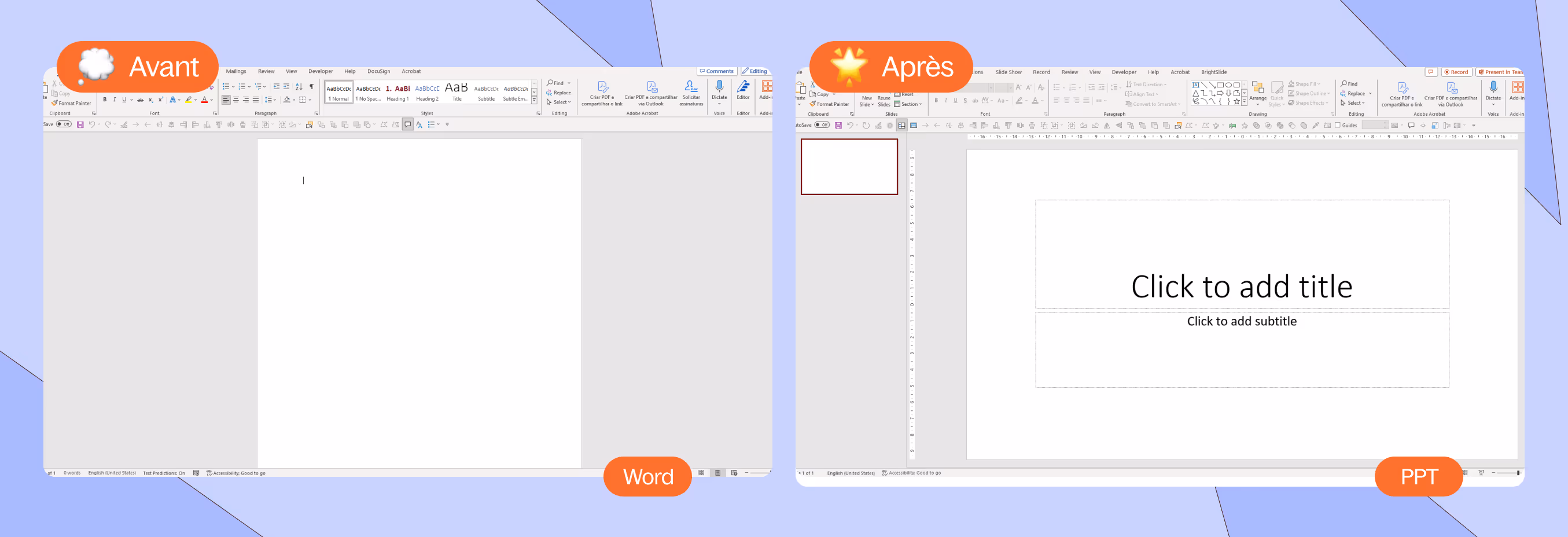 Format Word VS format Powerpoint, Suite Office