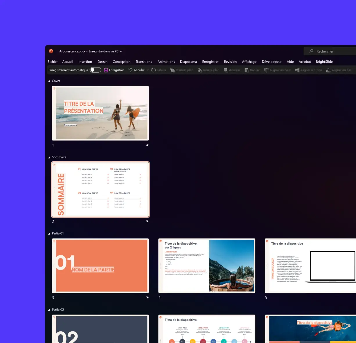 Storyboard of the steps for creating a PowerPoint presentation