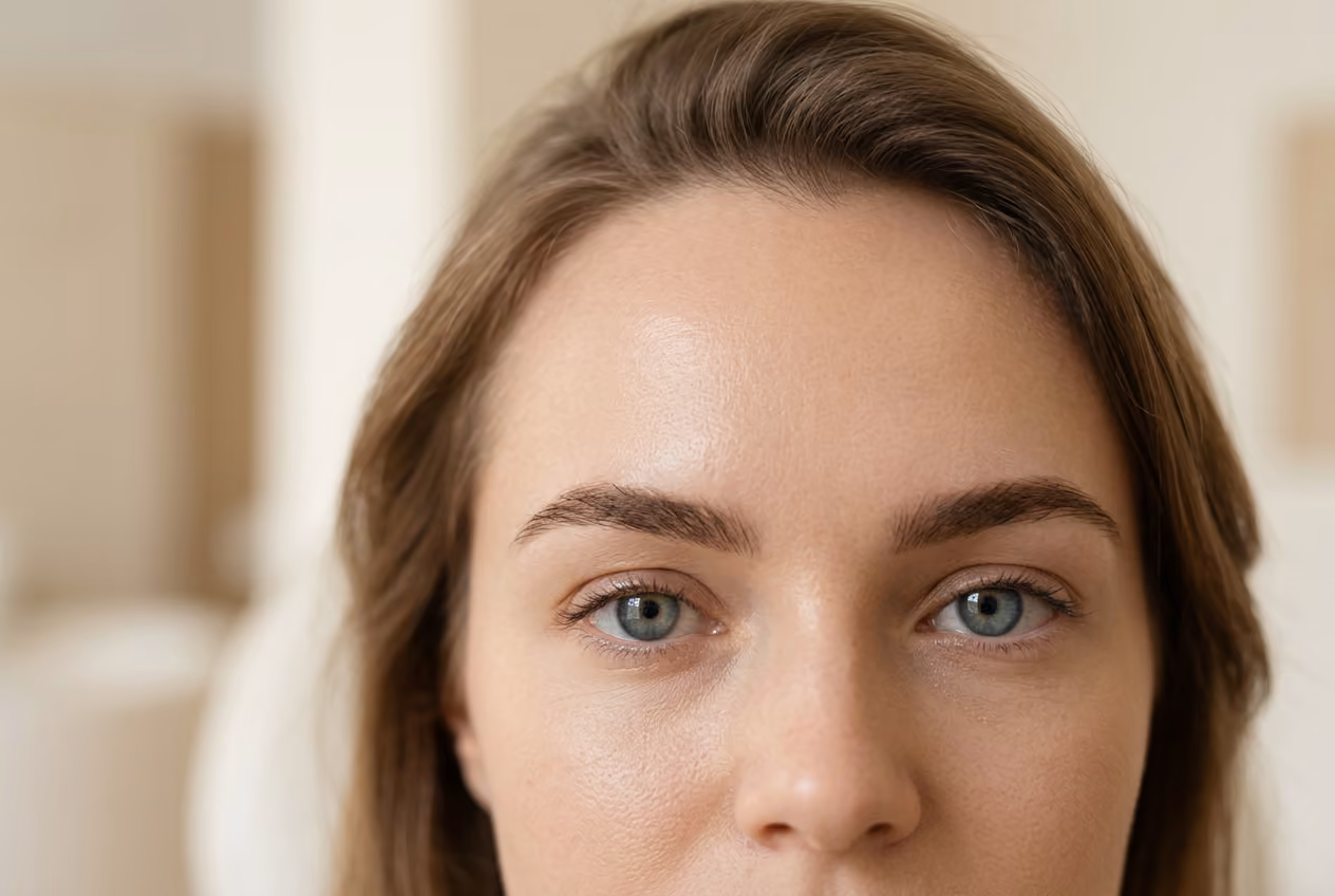 Nahaufnahme von Stirn, Augen und Brauen für die Brow-Lift-Behandlung