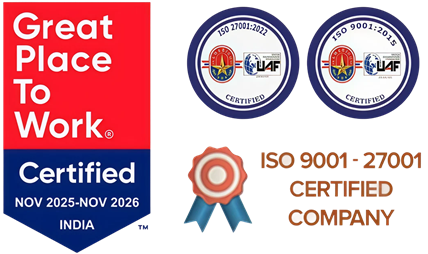 Great Place To Work Certified, ISO 27001:2022, ISO 9001:2015 and ISO 9001-27001 certified company