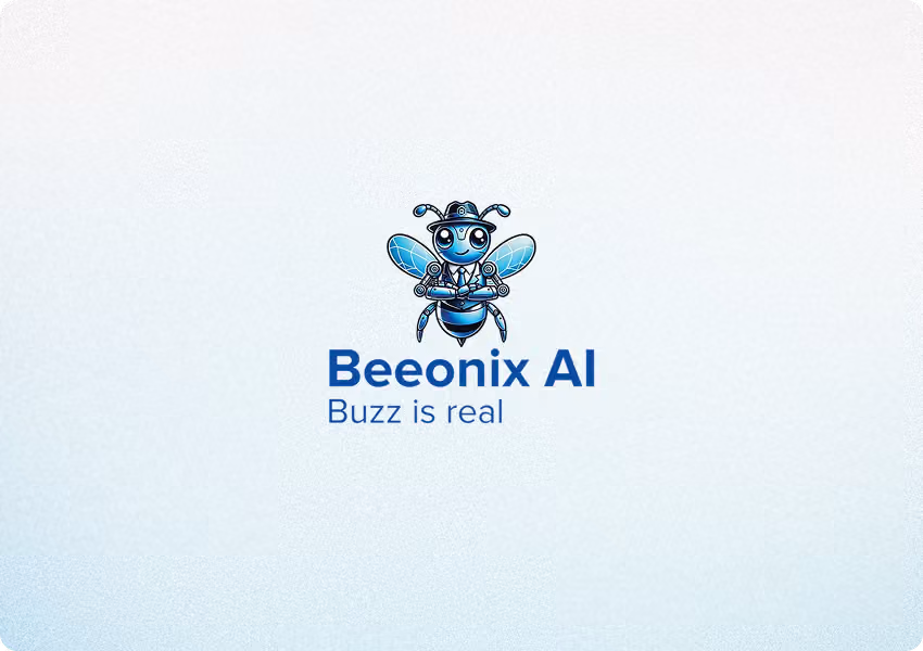 Beeonix AI logo: a robot bee mascot above the Beeonix AI wordmark and the tagline Buzz is real