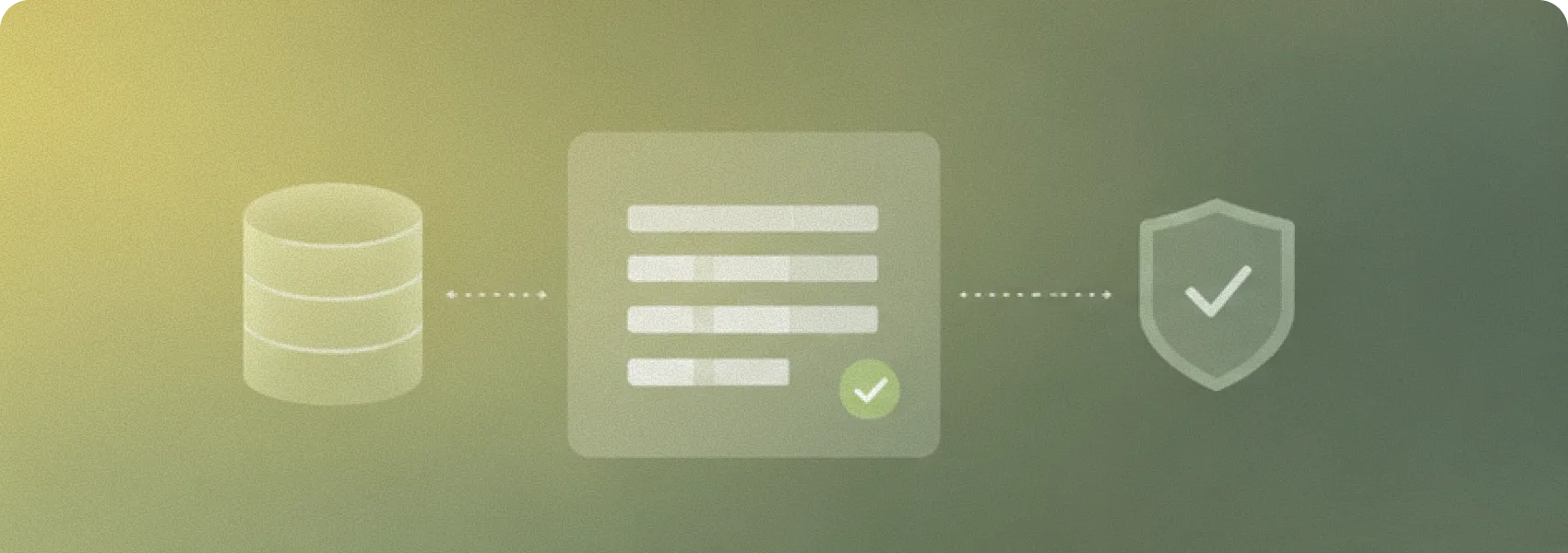 Illustration of the EDM and knowledge layer: a data store feeding a governed record set into a verified output