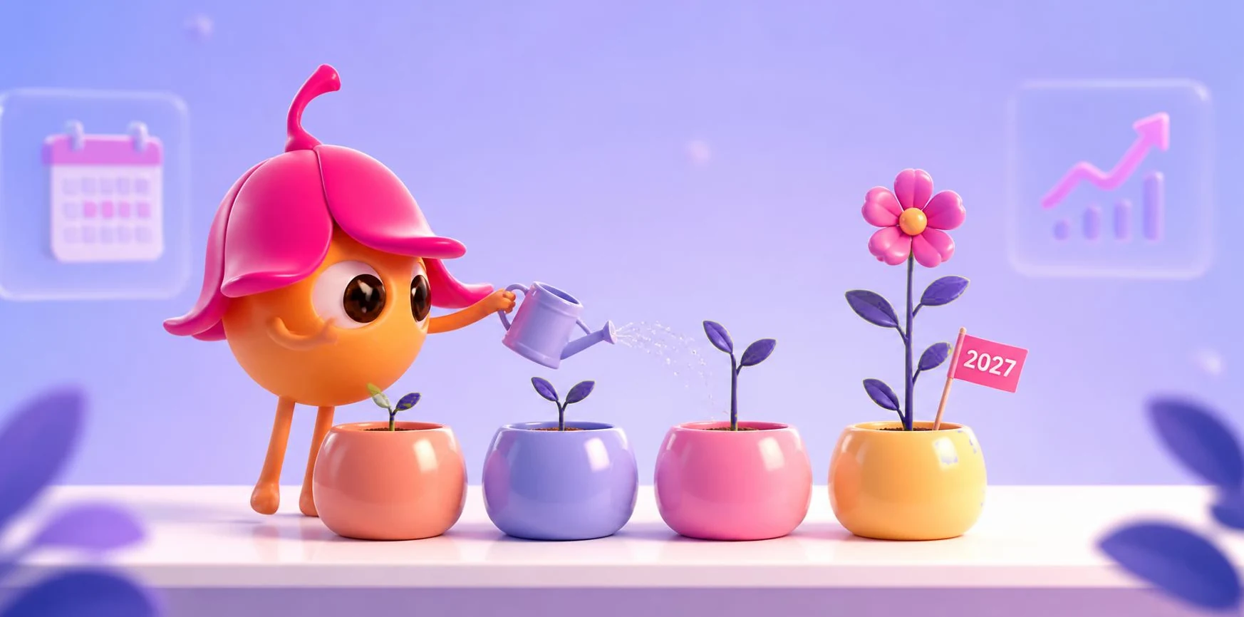 Seed arrose quatre pots de saison jusqu'à la fleur du plan de formation 2027