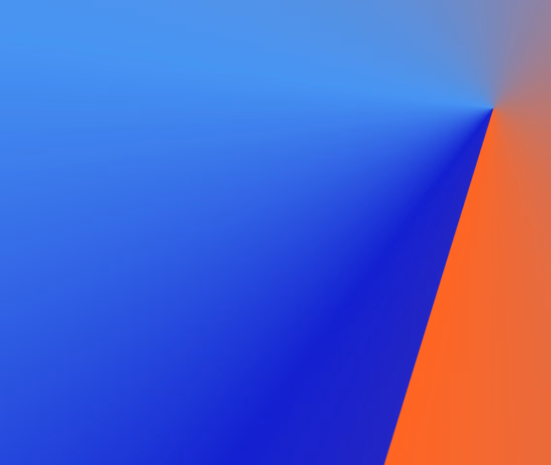 Abstract gradient background with blue shades transitioning to an orange corner on the right.