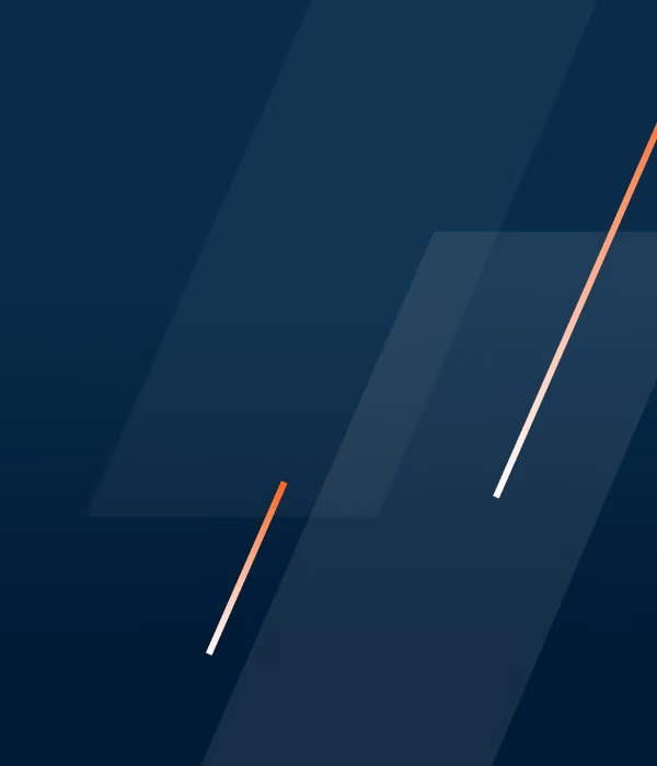 Dark blue background with two orange-to-white gradient diagonal lines and two overlapping transparent rectangles.