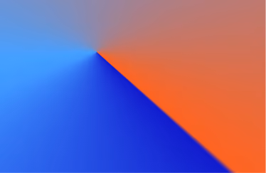Blurred gradient background with blue shades on the left and orange shades on the right.