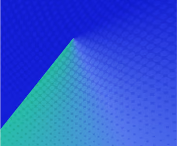 Abstract image with blue and green gradient shapes forming a textured, angled pattern.
