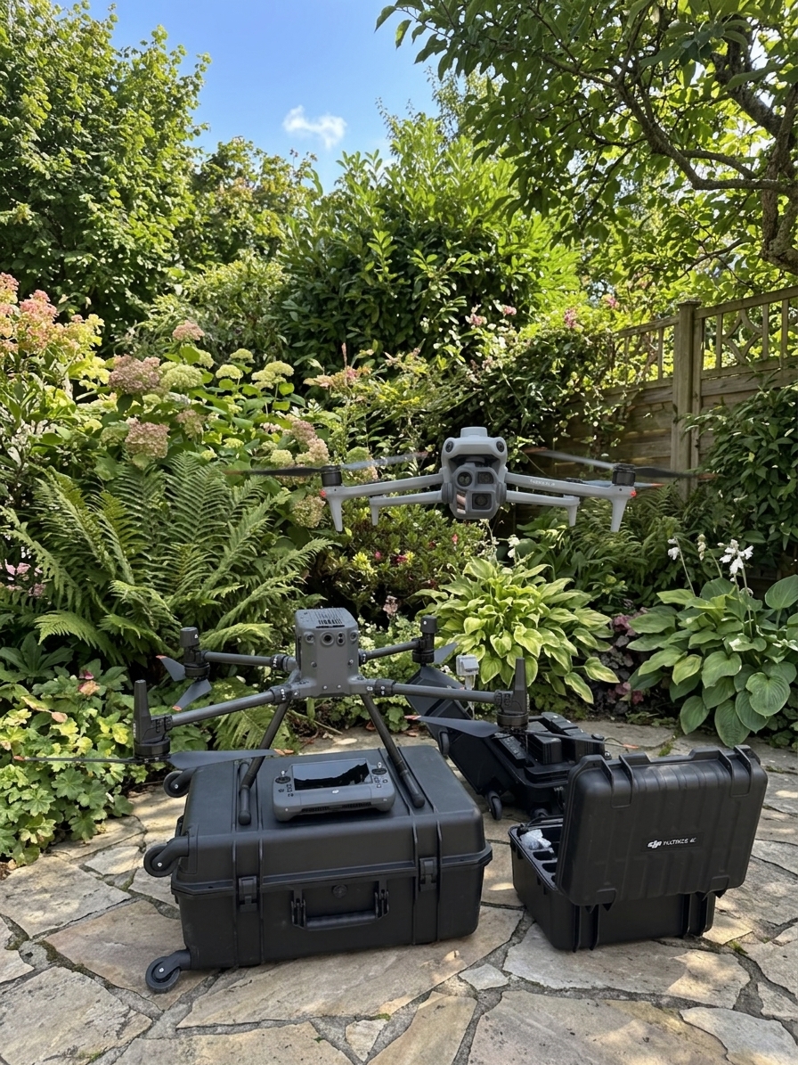 image of drone surveying crops