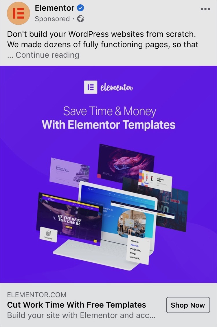 elementor facebook ad