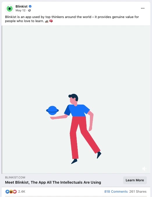 blinkist facebook ad