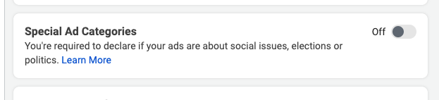 facebook ads special ad category