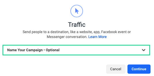 give your facebook campaign a name