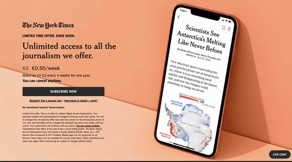 the new york times landing page