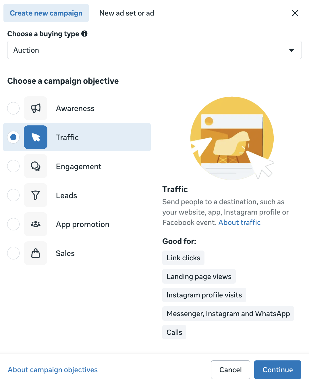 meta ads choose campaign objective